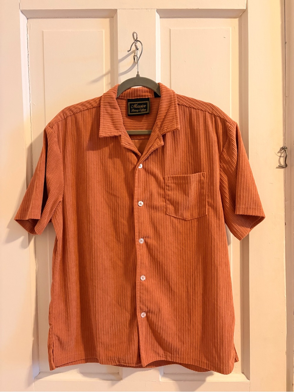 Rust Orange Short Sleeve Button-Up Shirt
